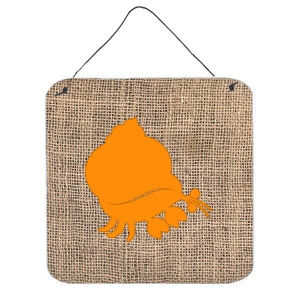 Hermit Crab Burlap And Orange Aluminium Metal Wall Or Door Hanging Prints 6 x 6 In., Micasa, Mfr#: MI242025